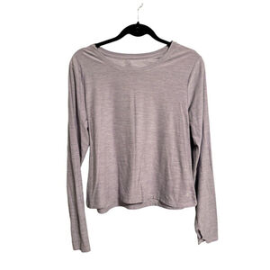 Apana Ice Lavender Breezy Cut Out Back Top Long Sleeve Yoga Shirt Thumbhole L